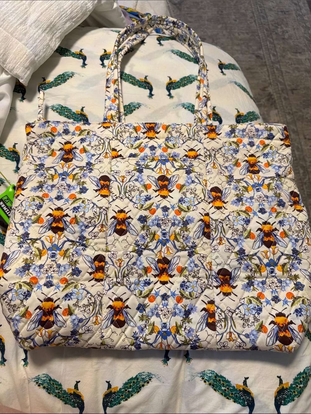 Vera Bradley Quilted Bee & Floral Tote - Cream, Yellow, Blue